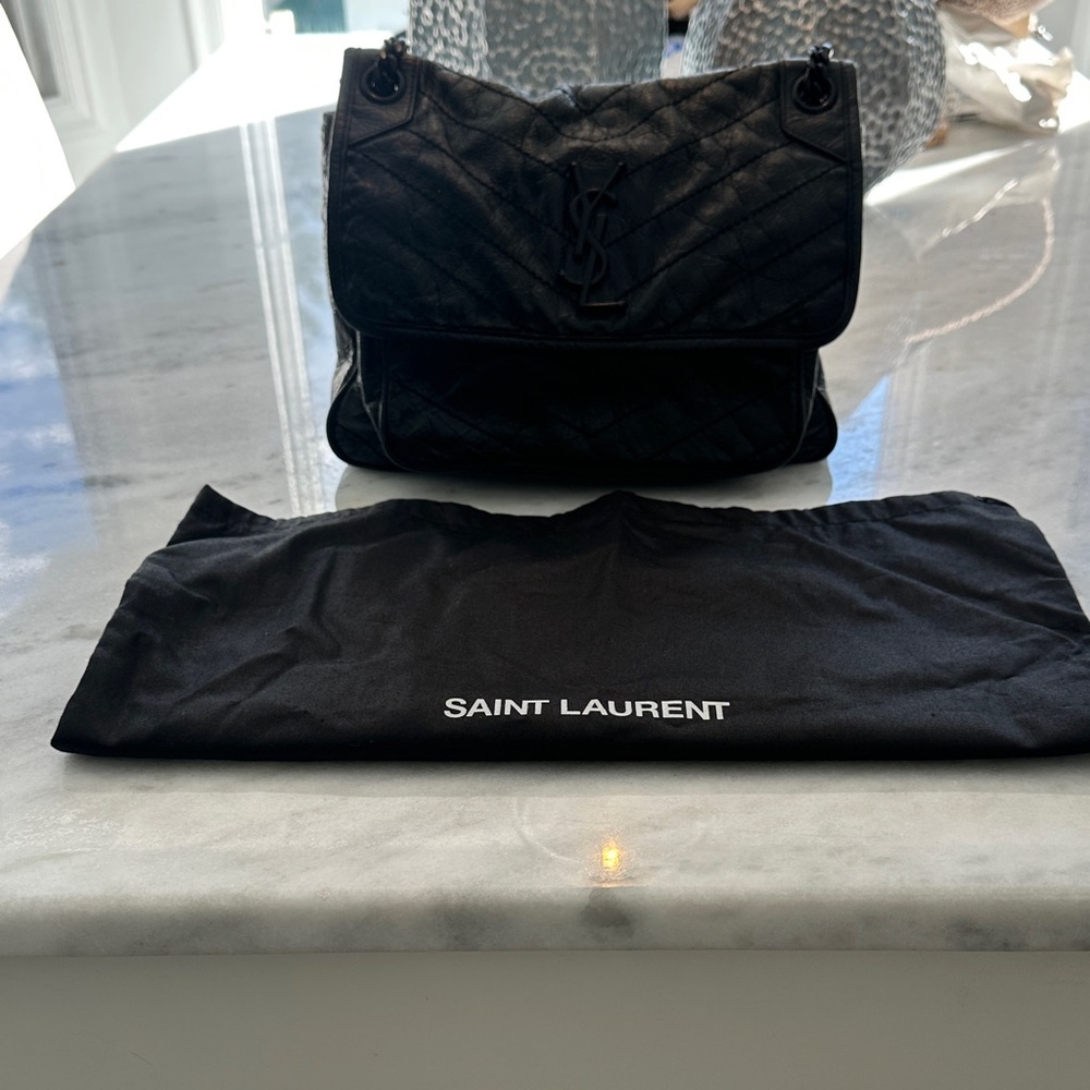 Saint Laurent Quilted Black Shoulder Bag